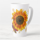 ひまわりパーソナライズされた花 カフェラテマグ (右アングル)
