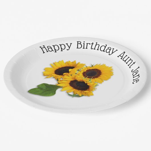 ひまわりパーソナライズされた誕生日パーティー紙プレート ペーパープレート (アングル)