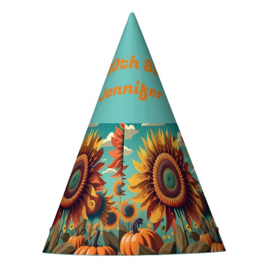 ひまわりパーソナライズされた誕生日帽子、誕生日帽子 パーティーハット (正面)