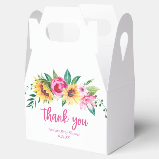 ひまわりパーソナライズされた赤ちゃんシャワーありがとう フェイバーボックス (オープン)