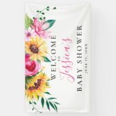 ひまわりパーソナライズされた赤ちゃんシャワーへようこそ 横断幕 (縦)