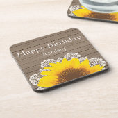 ひまわりパーソナライズされた、レース、木 コースター (左側)