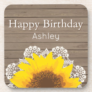 ひまわりパーソナライズされた、レース、木 コースター