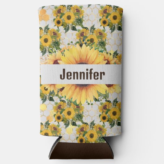 ひまわりパーソナライズ名トールセルツァークーラーボックス スリム缶クーラー (正面)