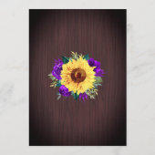 ひまわりパープルフラワーボーダー ブライダルシャワー 招待状 (裏面)