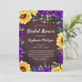 ひまわりパープルフラワーボーダー ブライダルシャワー 招待状 (スタンド正面)