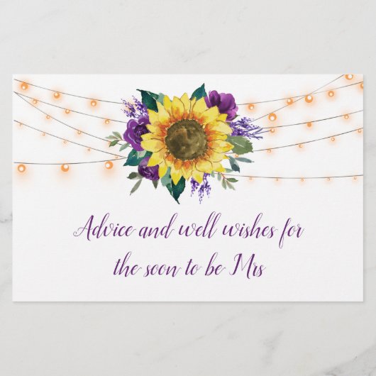 ひまわりパープルライトブライダルシャワーアドバイス (裏面)