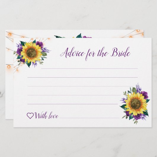 ひまわりパープルライトブライダルシャワーアドバイス (正面/裏面)