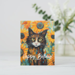 ひまわりヒゲの喜び 猫好きの誕生日 ポストカード