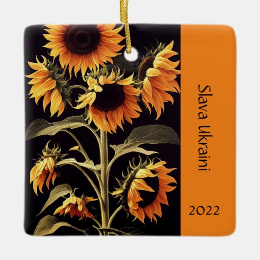 ひまわりヒマワリ写真オーナメント セラミックオーナメント (正面)