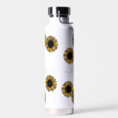 ひまわりヒョウ斑点モノグラムパーソナライズされた名 ウォーターボトル (左面)