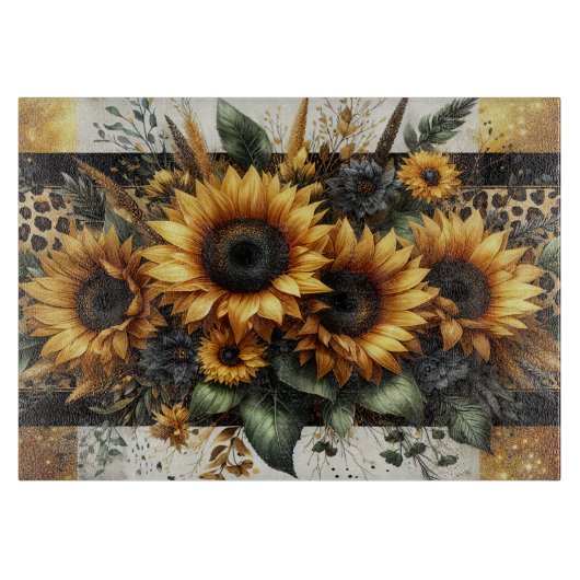 ひまわりヒョウ柄カット盤 カッティングボード (正面)