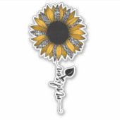 ひまわりヒョウ柄 手書きネーム シール (正面)