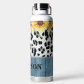 ひまわりヒョウ素朴プリントシック名 ウォーターボトル (背面)