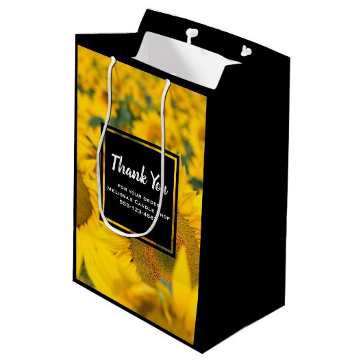 ひまわりビジネスの黄色のフィールド ミディアムペーパーバッグ (裏面アングル)