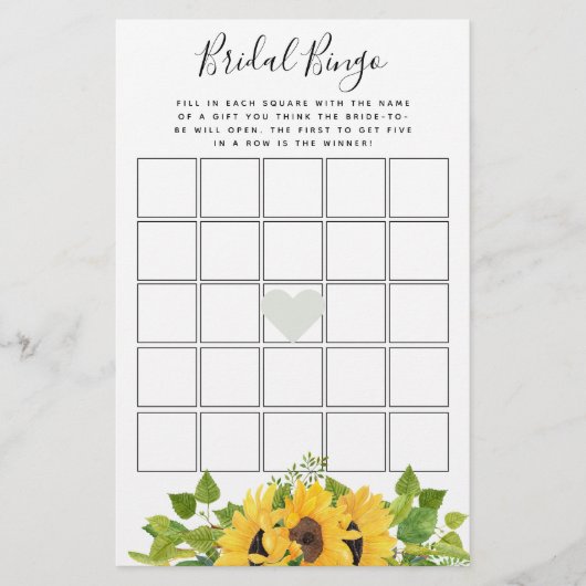 ひまわりビンゴブライダルシャワーゲーム (正面)