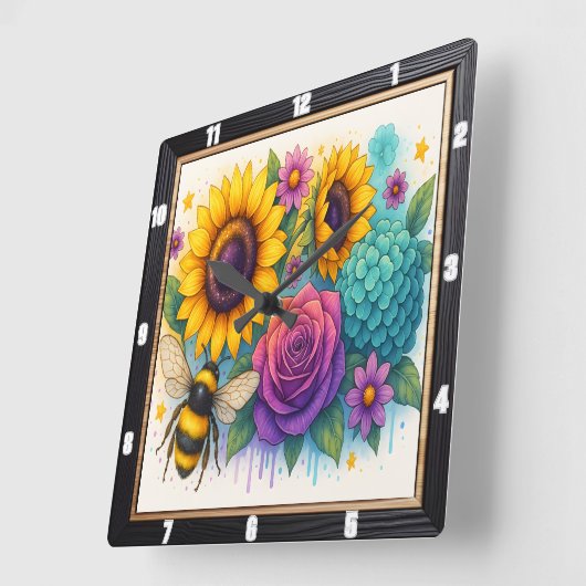 ひまわりビーガーデンウォール スクエア壁時計 (傾斜)