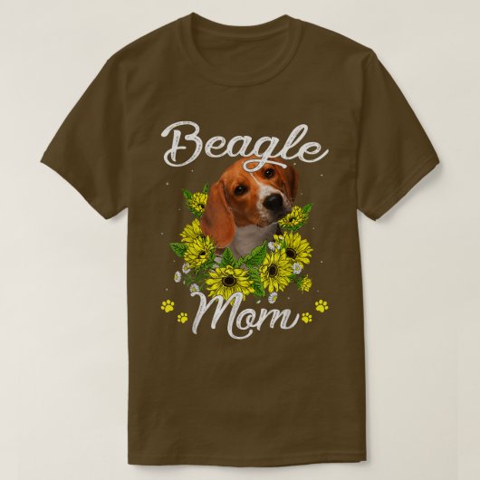 ひまわりビーグル母マドッグママママママママザーズ・デイ Tシャツ (デザイン正面)