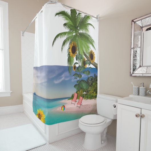 ひまわりビーチシャワーカーテン シャワーカーテン (インサイチュ)