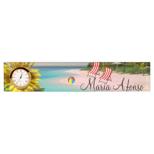 ひまわりビーチ机用ネームプレート デスクネームプレート (正面)