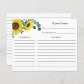 ひまわりビーブライダルシャワーレシピカード (正面/裏面)