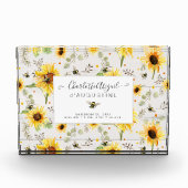 ひまわりビー素朴ウッドイエロー誕生統計ベビー フォトブロック (正面)