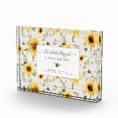 ひまわりビー素朴ウッドイエロー誕生統計ベビー フォトブロック (右)