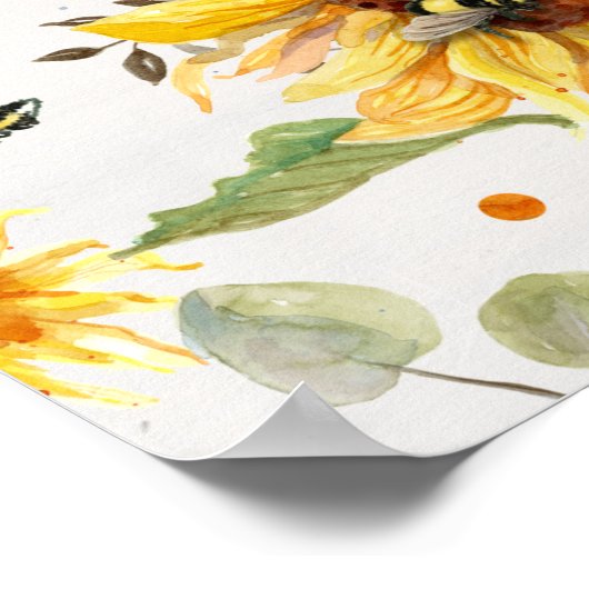 ひまわりビー素朴ウッドイエロー誕生統計ベビー ポスター (角)