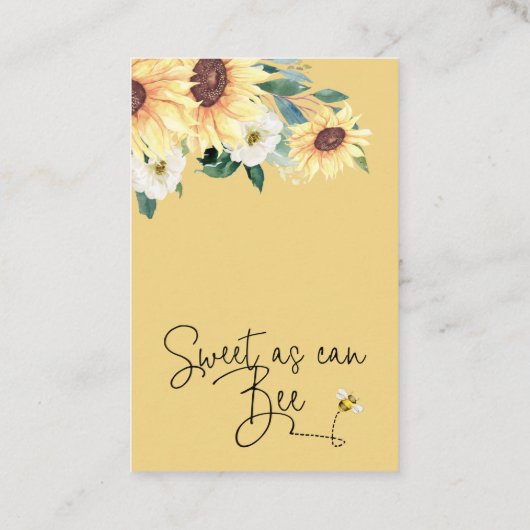 ひまわりビー赤ちゃんシャワーおむつラッフルインサート 名刺 (裏面)