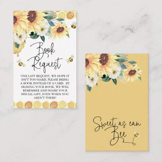 ひまわりビー赤ちゃんシャワーブックリクエスト挿入 名刺 (正面/裏面)