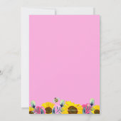 ひまわりピンクのバラ甘いビー女の子ベビーシャワー 招待状 (裏面)