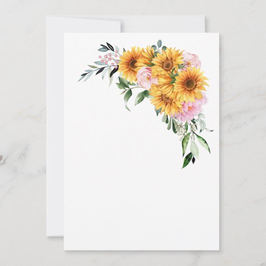 ひまわりピンクのバラ結婚楕円形 セーブザデート (裏面)