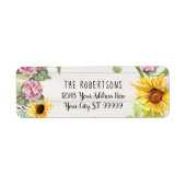 ひまわりピンクアジサイフローラ |差出人住所 ラベル (正面)