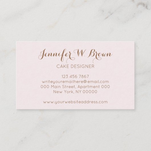 ひまわりピンクウィスクスプーンペストリーバッグシェフベーカリー 名刺 (裏面)