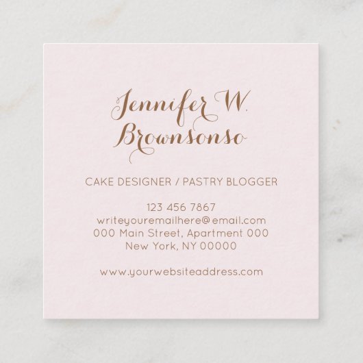 ひまわりピンクウィスクスプーンペストリーバッグベーカリーシェフ スクエア名刺 (裏面)