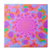 ひまわりピンクオレンジパープルヴィンテージアート タイル (正面)