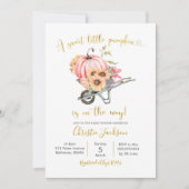 ひまわりピンクカボチャ赤ちゃんシャワー招待状 招待状 (正面)