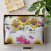 ひまわりピンクハートティッシュペーパー 薄葉紙 (ギフト)