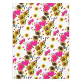 ひまわりピンクハートテーブルクロス テーブルクロス (正面)