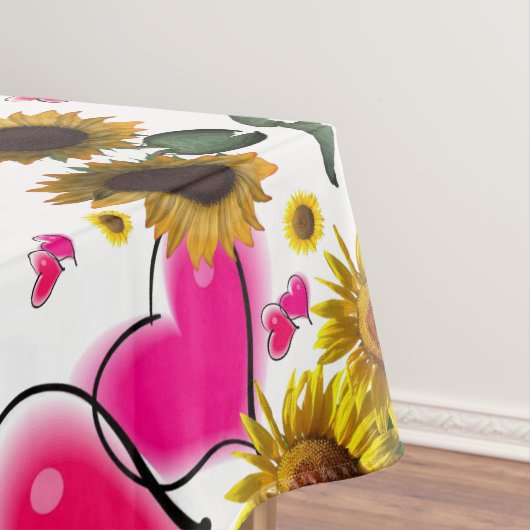 ひまわりピンクハートテーブルクロス テーブルクロス (インサイチュ)