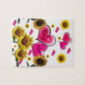 ひまわりピンクハートパズル ジグソーパズル (横)