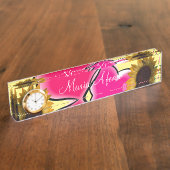 ひまわりピンクハート机用ネームプレート デスクネームプレート (側面)