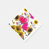 ひまわりピンクハート紙ナプキンス スタンダードカクテルナプキン (角)
