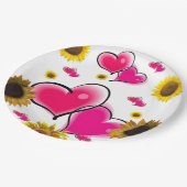 ひまわりピンクハート紙プレート ペーパープレート (アングル)