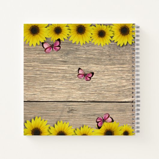 ひまわりピンクバタフライベビーシャワーゲストブック ノートブック (裏面)