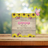 ひまわりピンクバタフライベビーシャワーゲストブック ノートブック