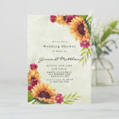 ひまわりピンクフローラウェディングシャワー招待状 (スタンド正面)