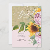 ひまわりピンクフローラバーラップ素朴ブライダルシャワー 招待状 (正面)