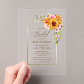 ひまわりピンクフローラブライダルシャワー アクリル招待状 (インサイチュ (ポータブル))