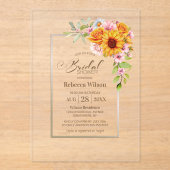 ひまわりピンクフローラブライダルシャワー アクリル招待状 (正面)